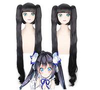 LINLINCD Cosplay wig È sbagliato cercare di raccogliere le ragazze in un dungeon Hestia Cosplay parrucche capelli sintetici lisci lunghi 120 cm per donne anime nero