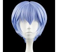 LINLINCD Cosplay wig EVA Ayanami Rei parrucca corta blu chiaro resistente al calore cosplay parrucca+cappuccio gratuito