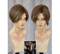 LINLINCD Cosplay wig Film Biohazard Leon Scott Kennedy Brevi punti salienti di colore marrone stilizzati capelli resistenti al calore Cosplay parrucca+cuffia parrucca gratuita