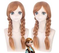 LINLINCD Cosplay wig film principessa Anna Parrucca cosplay coda di cavallo lunga capelli sintetici resistenti al calore Halloween Party Costume Parrucche Anime+Parrucca Cap