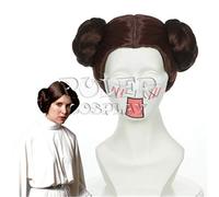 LINLINCD Cosplay wig Film Star Wars Principessa Leia Organa Solo Parrucca corta e Cosplay Parrucche con due panini per costume di Halloween + Parrucca Cap