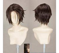 LINLINCD Cosplay wig Final Fantasy FF8 Squall Leonhart capelli corti castani resistenti al calore Cosplay costume parrucca+parrucca gratuita