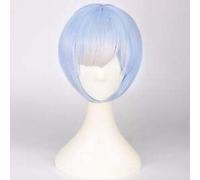 LINLINCD Cosplay wig formed Color REM Cosplay Parrucca o RAM Cosplay Parrucche Re: Zero Start Life in un altro mondo Costume da gioco Halloween Costumi Blu