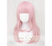 LINLINCD Cosplay wig Fujiwara Chika 55cm rosa lunghi riccioli parrucca anime Kaguya-sama: l'amore è la guerra resistente al calore parrucche Cosplay costume+arco forcina parrucca solo
