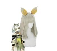 LINLINCD Cosplay wig gioco Arknights Kal'Tsit Cospaly parrucche corte resistenti al calore in fibra/Halloween gioco di ruolo parrucca+cappuccio parrucca+orecchie