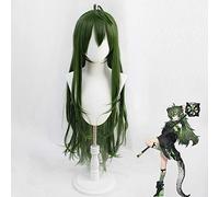 LINLINCD Cosplay wig gioco Arknights Parrucche Gavial Cosplay Parrucca 100 cm Lungo Gradiente Verde Fibra Capelli Pelucas