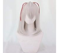 LINLINCD Cosplay wig Gioco Arknights W Parrucca Cosplay Costume Grigio e Rosso Parrucca corta in fibra resistente al calore per Halloween Carnevale B.