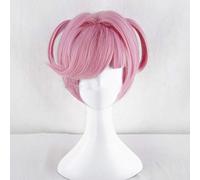 LINLINCD Cosplay wig gioco DDLC Doki Doki club letterario Natsuki rosa parrucca corta Cosplay costume donna resistente al calore parrucca capelli sintetici parrucca+parrucca Cap rosa