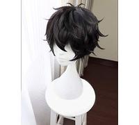 LINLINCD Cosplay wig gioco Persona 5 P5 eroe Kurusu Akira parrucca nera corta parrucca nera resistente al calore Cosplay capelli parrucche+parrucca gratuita cappuccio solo parrucca