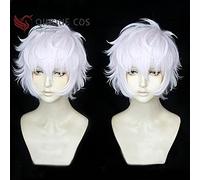 LINLINCD Cosplay wig Gli Arcani Asra Breve Rosa Bianco Capelli Cosplay Costume Parrucche+Cappuccio Parrucca Gratuito