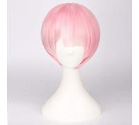 LINLINCD Cosplay wig graduato colore re zero Re: Vivere in un mondo diverso da Zero Ram Parrucca Rem Parrucche Cosplay Costume Parrucca+Solo Fascia Ram Parrucca