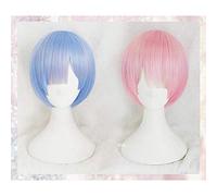 LINLINCD Cosplay wig graduato colore REM Cosplay parrucca o RAM Cosplay Parrucche Re: Zero Start Vita in un altro mondo Costume giocare Halloween costumi rosa