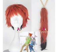 LINLINCD Cosplay wig Halloween Zootopia Uomo Polizia Volpe Nick Selvaggio Arancione Parrucca con Coda Nick Cosplay Arancione Capelli Halloween Costumi Taglia unica Nick