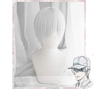 LINLINCD Cosplay wig Hataraku Saibou U-1146 White Blood Cell Neutrophil Short Wig Cosplay Costume Cells at Work Heat Resistant Synthetic Hairne as the picture