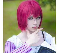 LINLINCD Cosplay wig I sette peccati capriali della lussuria Gowther Short Rose Red Capelli Resistente al Calore Cosplay Costume Parrucca Libera