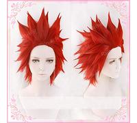 LINLINCD Cosplay wig Il mio eroe Academia Boku no Hiro Akademia Parrucche Eijirou Kirishima Eijiro Parrucca Corta capelli rossi resistenti al calore Cosplay parrucca+cappuccio parrucca