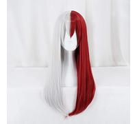 LINLINCD Cosplay wig Il mio eroe Academia Todoroki Shoto Parrucca lunga da donna Cosplay capelli rossi e bianchi Costume boku no eroe Academia Halloween Parrucche