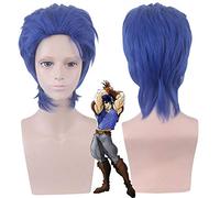 LINLINCD Cosplay wig JOJO bizzarra avventura Jonathan Joestar Parrucca corta blu Cosplay Costume capelli sintetici resistenti al calore Partito Parrucche