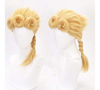 LINLINCD Cosplay wig JOJOS bizzarra avventura Golden Wind Cosplay Parrucca Giorno Giovanna treccia Parrucca dorata Cosplay capelli in stile Halloween gioco di ruolo