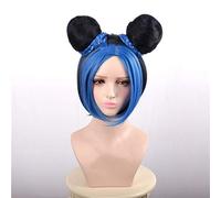 LINLINCD Cosplay wig JoJos bizzarra avventura Jolyne Cujoh Kujo Cosplay parrucca panini verdi trecce rosso giallo blu parrucca JoJo no Kimyou na Bouken sintetico blu