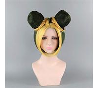 LINLINCD Cosplay wig JoJos bizzarra avventura Jolyne Cujoh Kujo Cosplay parrucca panini verdi trecce rosso giallo blu parrucca JoJo no Kimyou na Bouken giallo sintetico