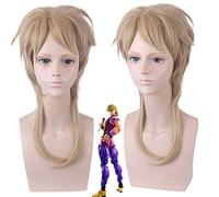 LINLINCD Cosplay wig JOJOS bizzarra avventura vento dorato DIO BRANDO Cosplay parrucca 45 cm fibra ad alta temperatura sinticità capelli gioco di ruolo parrucche + cappuccio parrucca PL-249