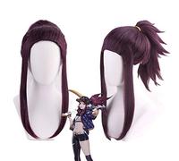 LINLINCD Cosplay wig K/DA Akali donna scuro viola coda di cavallo parrucca Cosplay costume KDA La Rogue Assassin parrucche sintetiche resistenti al calore