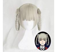 LINLINCD Cosplay wig Kakegurui Compulsive Gambler Cosplay Parrucche Runa Yomozuki Ririka Momobami Parrucca Cosplay resistente al calore + Parrucca Cap Grigio