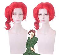 LINLINCD Cosplay wig Kakyoin Noriaki di Jojo Red Curly Short Fibra Sintetica Capelli Cosplay Parrucca + Parrucca Cap Pl-286