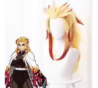 LINLINCD Cosplay wig Kimetsu no Yaiba Rengoku Kyoujurou Cosplay parrucca 50 cm capelli sintetici resistenti al calore Halloween Cosplay parrucca Cosplay
