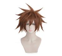 LINLINCD Cosplay wig Kingdom Hearts III Sora Brown Parrucca corta Cosplay Costume Uomo Capelli Sintetici Resistente al Calore Parrucche Cosplay