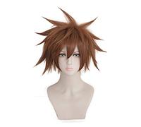 LINLINCD Cosplay wig Kingdom Hearts III Sora Brown parrucca corta Cosplay costume uomo donna capelli sintetici resistenti al calore Halloween Party Parrucche