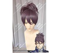 LINLINCD Cosplay wig Kotetsujo no Kabaneri della fortezza di ferro Kurusu grigio viola coda di cavallo capelli resistente al calore Cosplay costume+tappo parrucca gratis