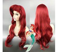 LINLINCD Cosplay wig La piccola sirena parrucche corpo onda ondulata principessa Ariel Cosplay parrucca resistente al calore capelli sintetici parrucche+cuffia parrucca
