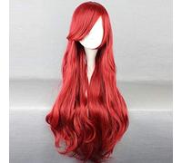 LINLINCD Cosplay wig La piccola sirena rossa parrucca ondulata del corpo parrucca Cosplay principessa Ariel gioco di ruolo+parrucca cappuccio rosso