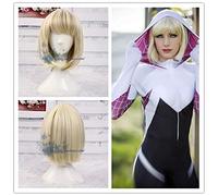 LINLINCD Cosplay wig L'incredibile Spider-Man Gwen Stacy Blond Mix Bobo Parrucca per capelli Gwendolyn Maxine Goldene Cosplay parrucche corte + berretto parrucca