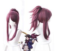 LINLINCD Cosplay wig LOL Nuova Pelle K/DA Cosplay Parrucche Akali Cosplay Cosplay Copricapo Gioco LOL KDA 45CM Misto viola resistente al calore sintetico parrucca Akali