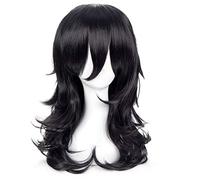 LINLINCD Cosplay wig Meine Boku no Hero Academia Shouta Aizawa 45 cm ondulato nero resistente al calore Cosplay costume parrucca + parrucca nero