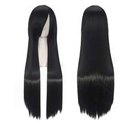 LINLINCD Cosplay wig Mulan Cosplay parrucca 80 cm nero lungo dritto principessa donna ragazza capelli sintetici+parrucca nero