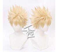LINLINCD Cosplay wig My Boku No Hero Accademia Bakugou Katsuki Bakugo Parrucche a strati resistenti al calore breve parrucca cosplay bionda