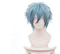 LINLINCD Cosplay wig My Heroes Academia Dead Handed Wooden Hanging Grigio Blu Flip-up Capelli Corti Cosplay Parrucca Blu