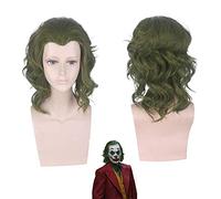 LINLINCD Cosplay wig New Film Joker Clown Cosplay Parrucca Joaquin Phoenix Arthur Spot Curly Green Cosplay Costume Parrucche Sintetiche+Parrucca Cap Joker 084