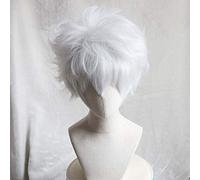 LINLINCD Cosplay wig New Gintama Gintoki Sakata Cosplay Parrucche 35 cm Uomini bianchi corti capelli sintetici Perucas Cosplay parrucca argento