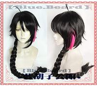 LINLINCD Cosplay wig New RWBY Lie Ren Cosplay parrucche lunghe nere mix rosa parrucca capelli sintetici resistenti al calore Cosplay parrucche+cappuccio parrucca+traccia n. cielo
