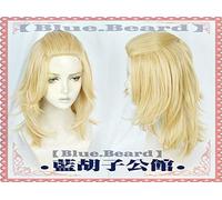 LINLINCD Cosplay wig New Tokyo Mew Mew Manga Minto Aizawa Cosplay parrucca capelli blu corta resistente al calore+cap+pista arancione
