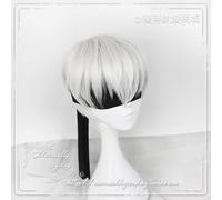 LINLINCD Cosplay wig NieR: Automata 9S Argento Bianco Parrucca YoRHa N. 9 Model S Uomini Anime Cosplay Parrucca con Occhiello Nero Taglia unica 9s
