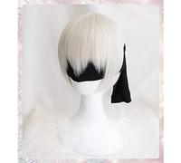 LINLINCD Cosplay wig NieR: Automata 9S Argento Bianco Parrucca YoRHa N. 9 Model S Uomo Anime Cosplay Parrucca come mobili