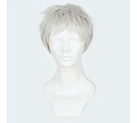 LINLINCD Cosplay wig nuovo gioco di arrivo Cosplay parrucca 30 cm capelli sintetici corti lisci overwatch soldier 76 parrucca per uomo ragazzo costume festa grigio argento soldato 76