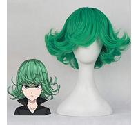 LINLINCD Cosplay wig One Punch Man Senritsu No Tatsumaki Green Curly Short Styled capelli sintetici Party Costume Parrucche