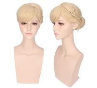 LINLINCD Cosplay wig parrucca di alta qualità principessa Elsa Anna bionda intrecciato sintetico resistente al calore Halloween costume parrucche+parrucca berretto Elsa acconciatura